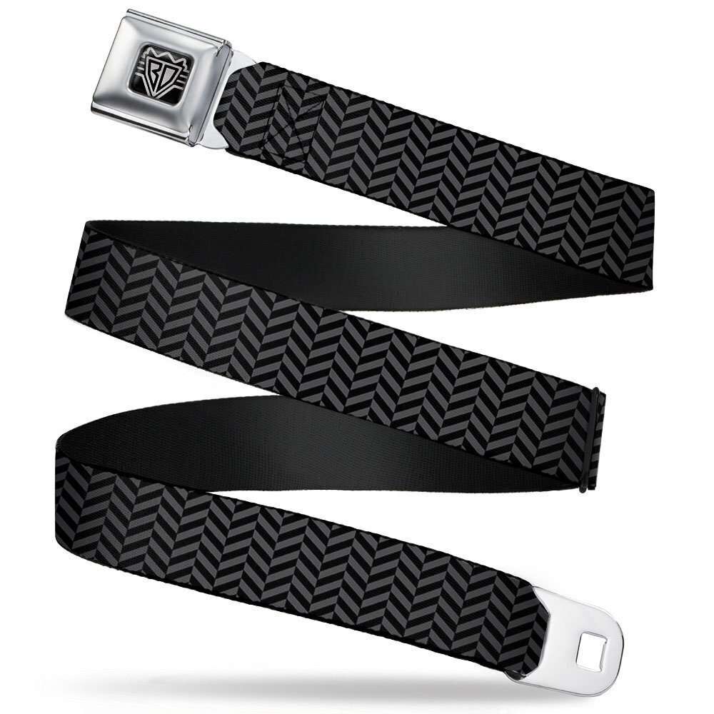 6606 Seatbelt Belt - Herringbone Black/Gray - 1.5" Wide - 24-38 Inches in